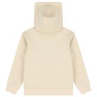 Boys Beige & Black Logo Hooded Zip Up Top , 1, hi-res