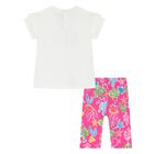 Younger Girls White & Pink  Floral Leggings Set, 1, hi-res