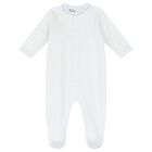Baby Boys White & Blue Dots Babygrow, 2, hi-res