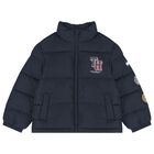 Boys Navy Blue Logo Puffer Jacket, 1, hi-res