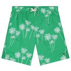 Boys Green Palm Tree Shorts, 1, hi-res