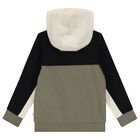 Boys Green, Black & Ivory Logo Hooded Zip Up Top, 3, hi-res