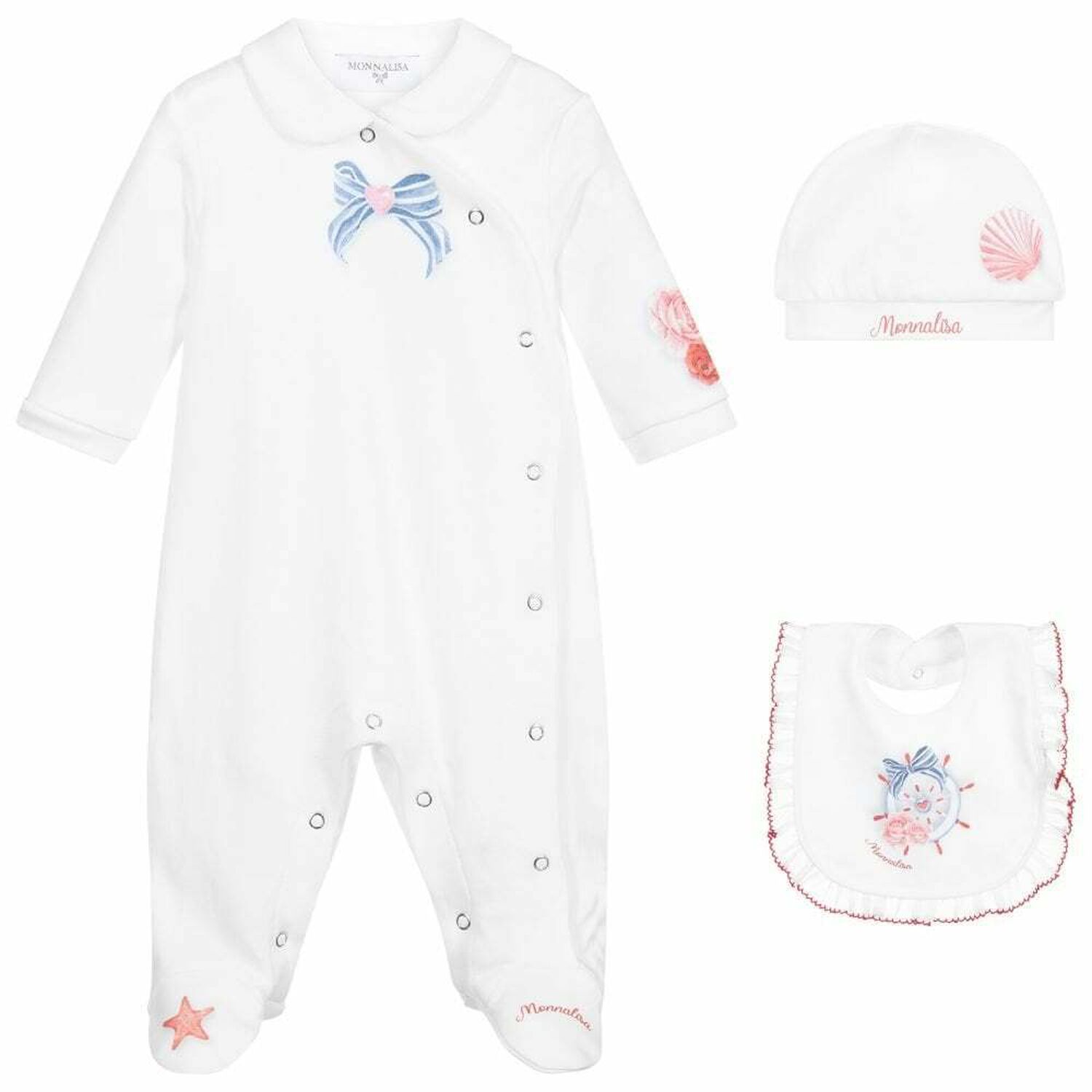 Baby Girls White Babygrow Set, 1, hi-res