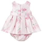 Baby Girls Pink Floral Satin Dress Set, 1, hi-res