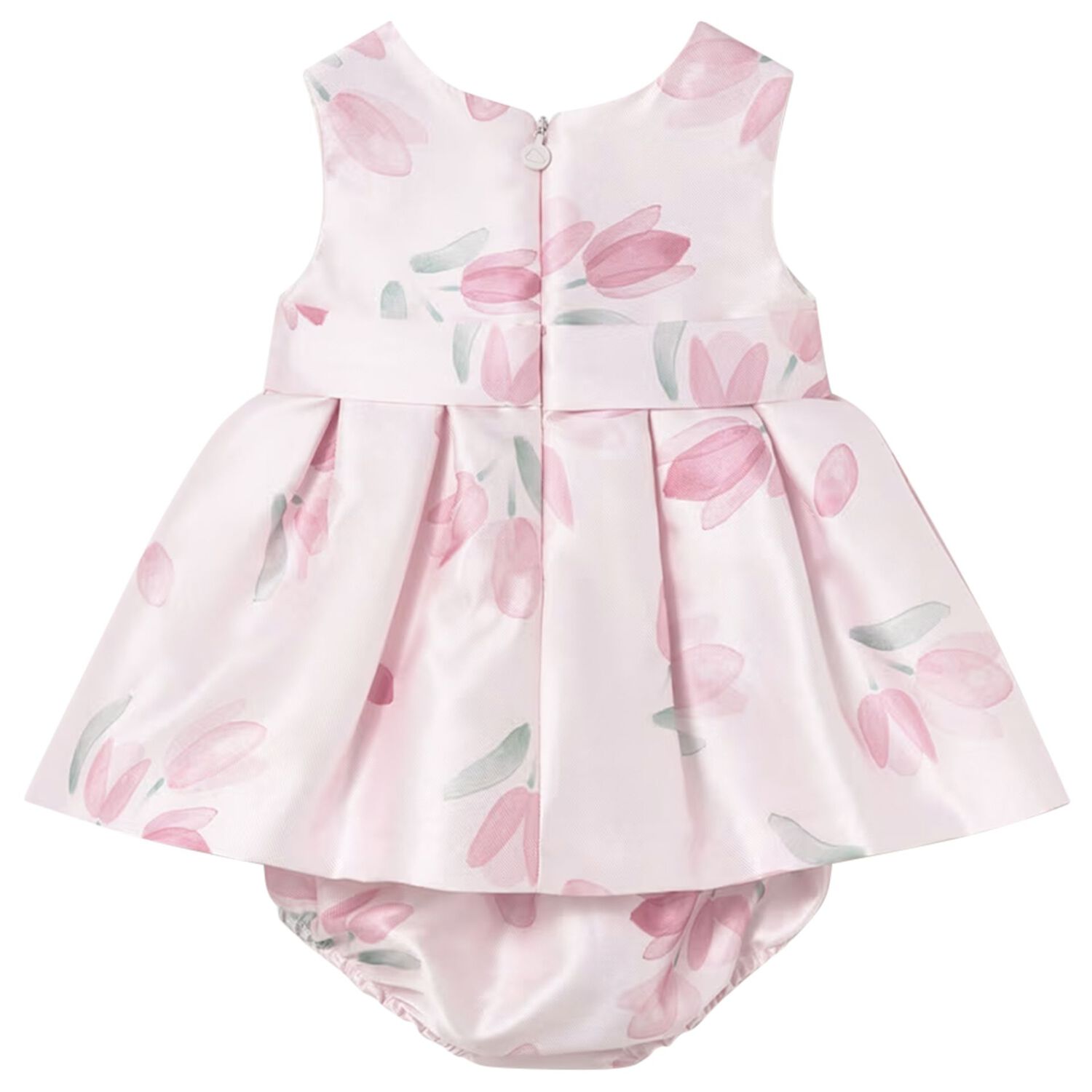 Baby Girls Pink Floral Satin Dress Set, 1, hi-res
