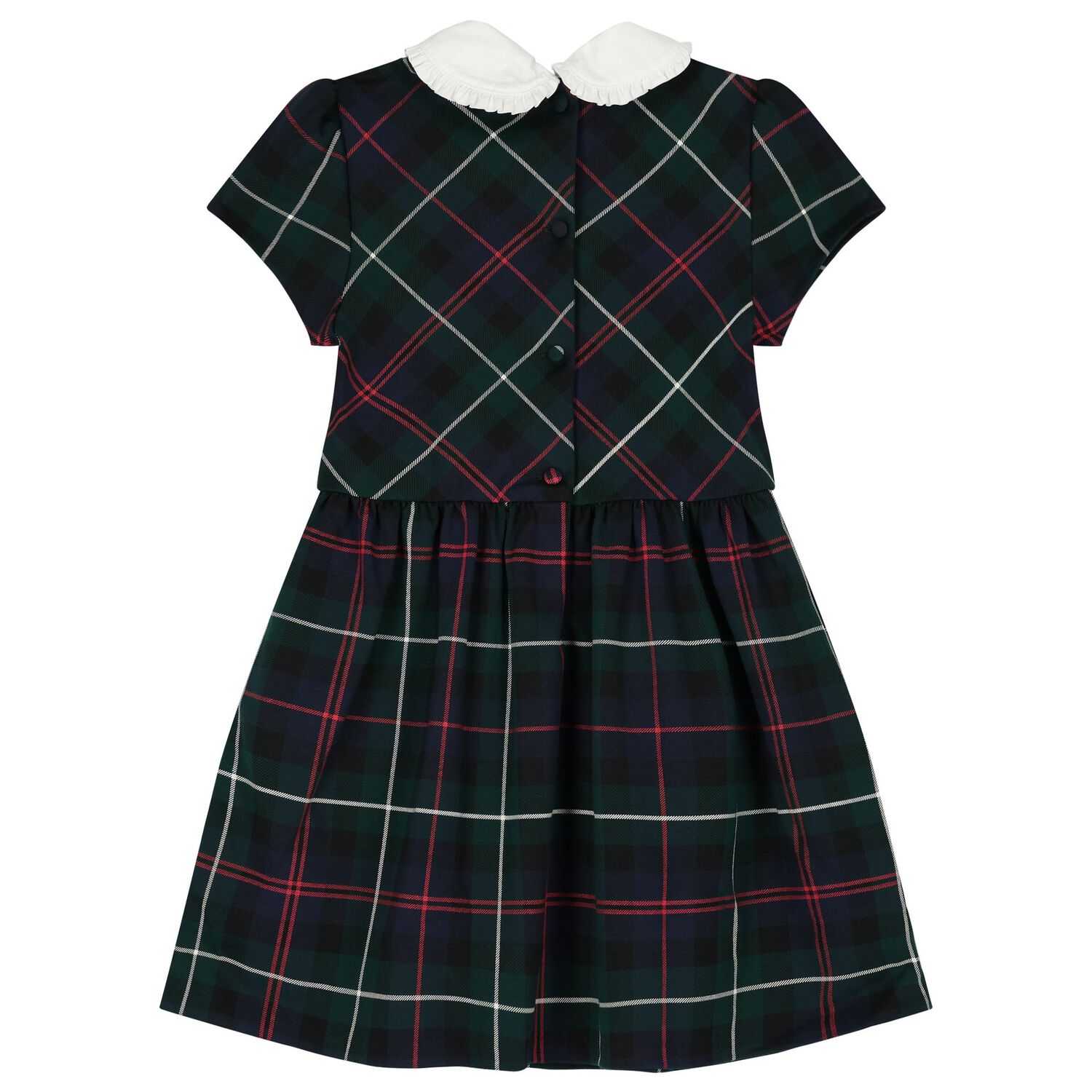 Girls Green Logo Tartan Dress, 1, hi-res