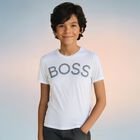 Boys White Logo T-Shirt, 1, hi-res