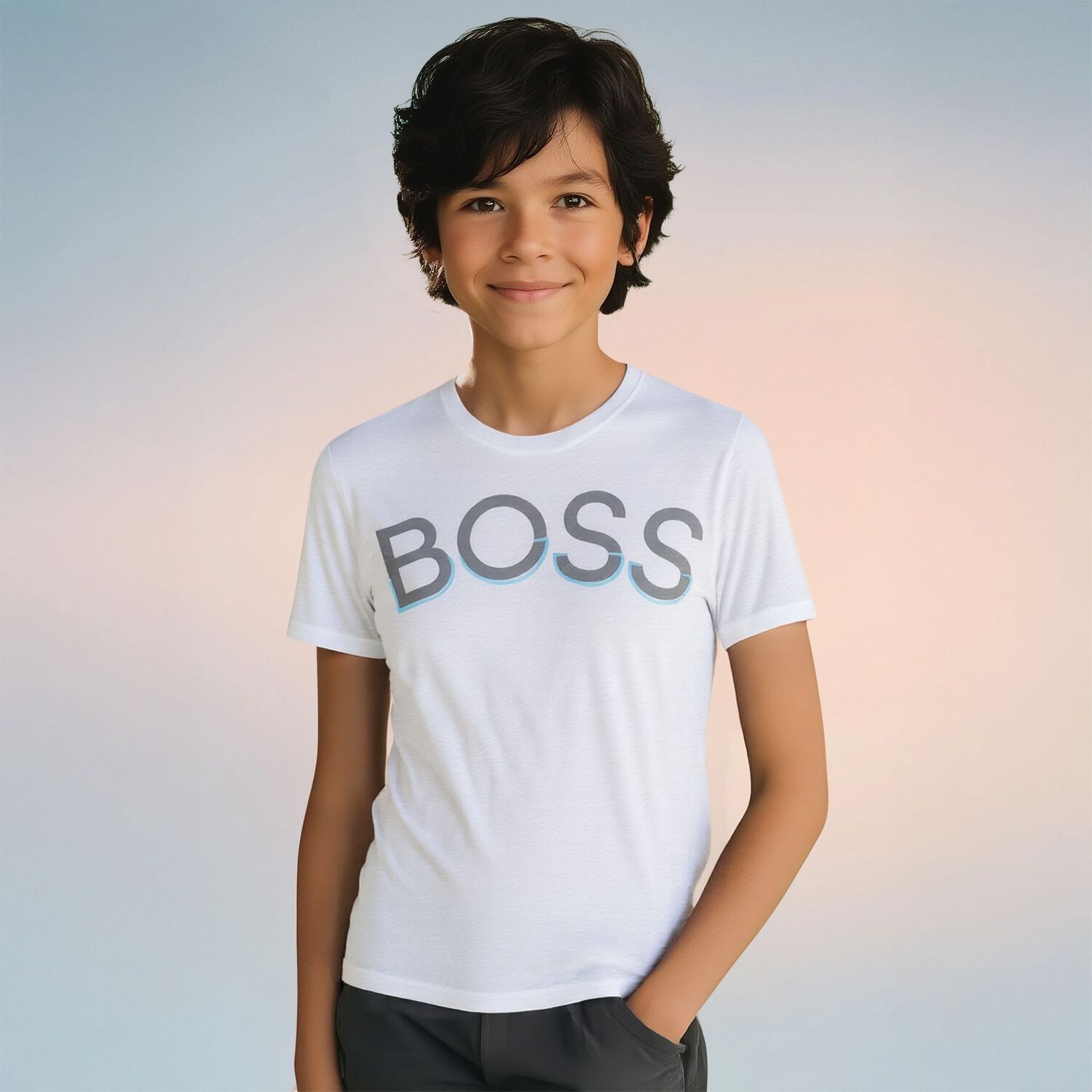 Boys White Logo T-Shirt, 1, hi-res