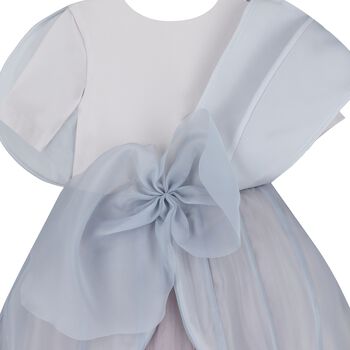 Girls Grey & Purple Organza Dress