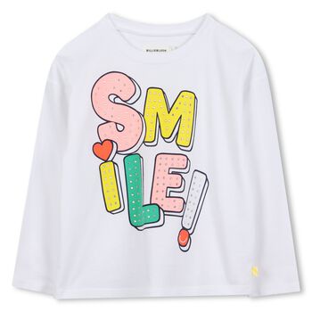 Girls White Embellished Long Sleeve Top