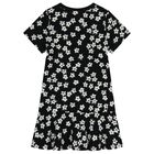 Girls Black Logo Flower Dress, 1, hi-res