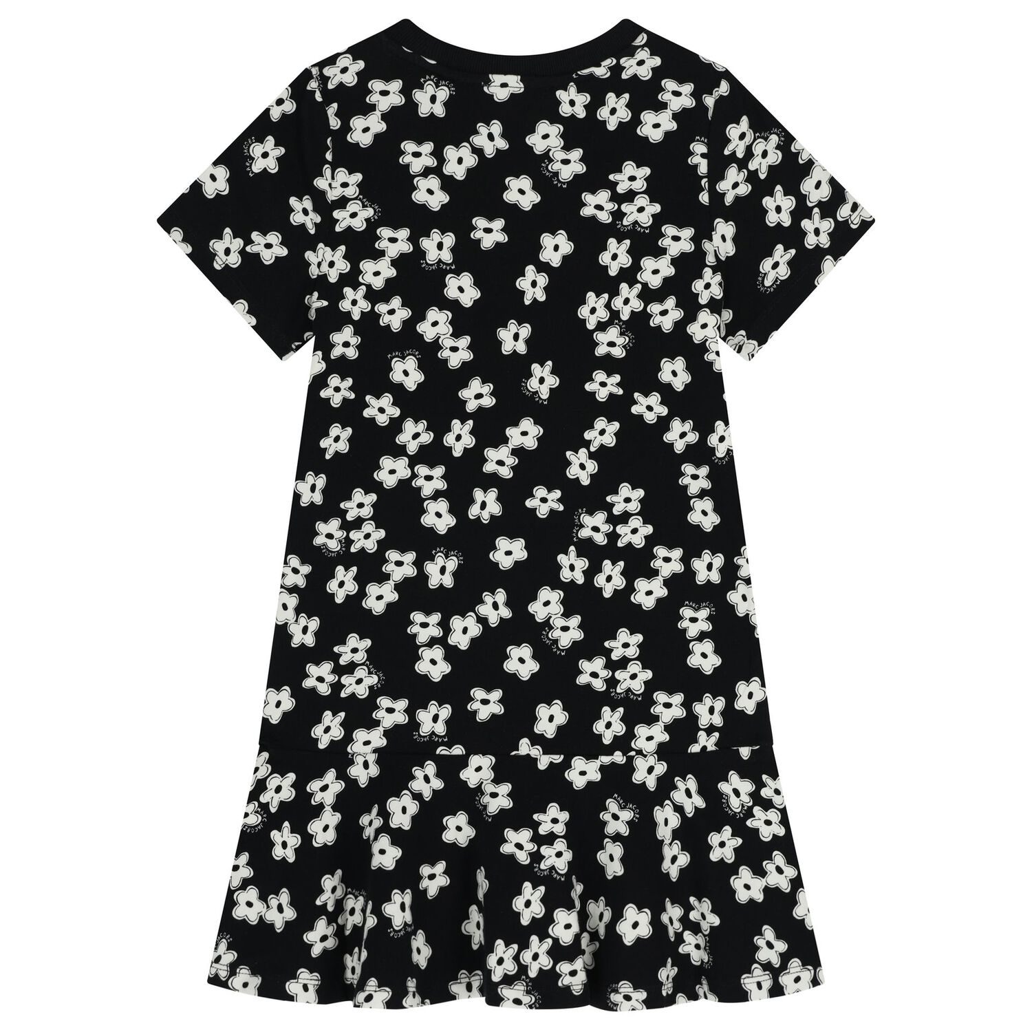 Girls Black Logo Flower Dress, 1, hi-res