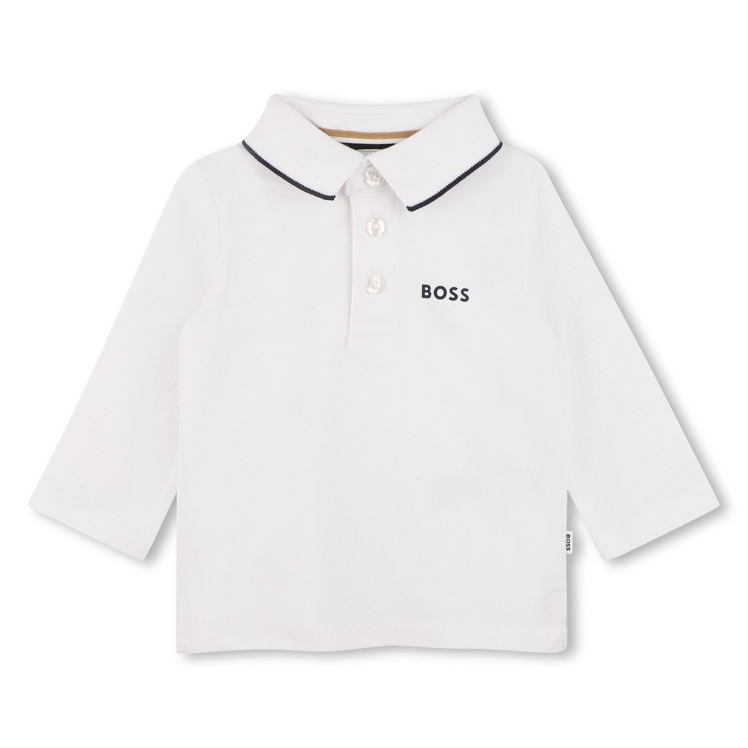 Younger Boys White Logo Polo Shirt, 1, hi-res