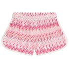 Girls Pink & White Logo Zig Zag Shorts, 1, hi-res