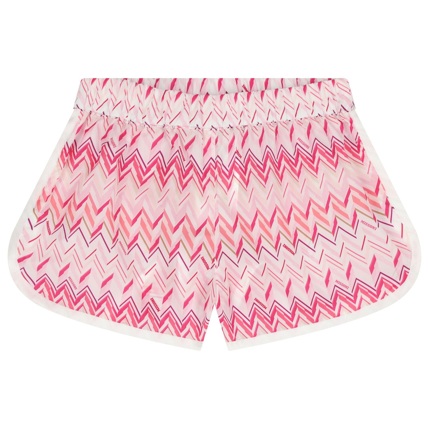 Girls Pink & White Logo Zig Zag Shorts, 1, hi-res