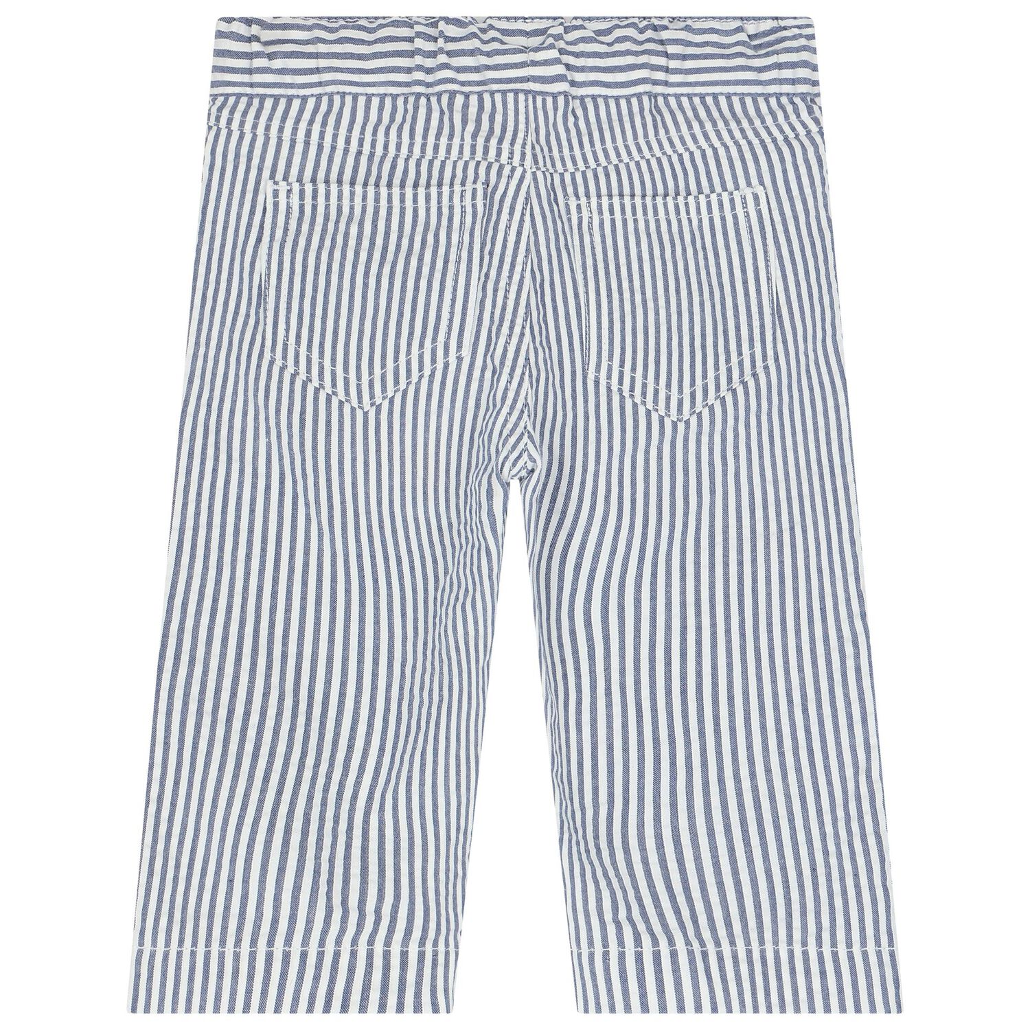 Baby Boys Blue & White Trousers, 1, hi-res