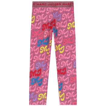 Girls Pink Logo Leggings