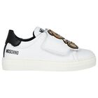 White & Black Teddy Bear Logo Trainers, 1, hi-res