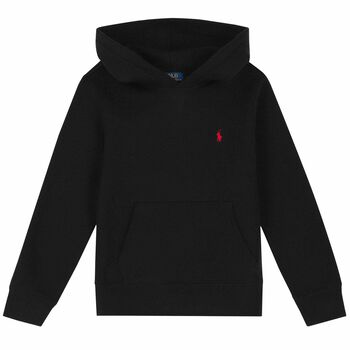 Boys Black Logo Hooded Top