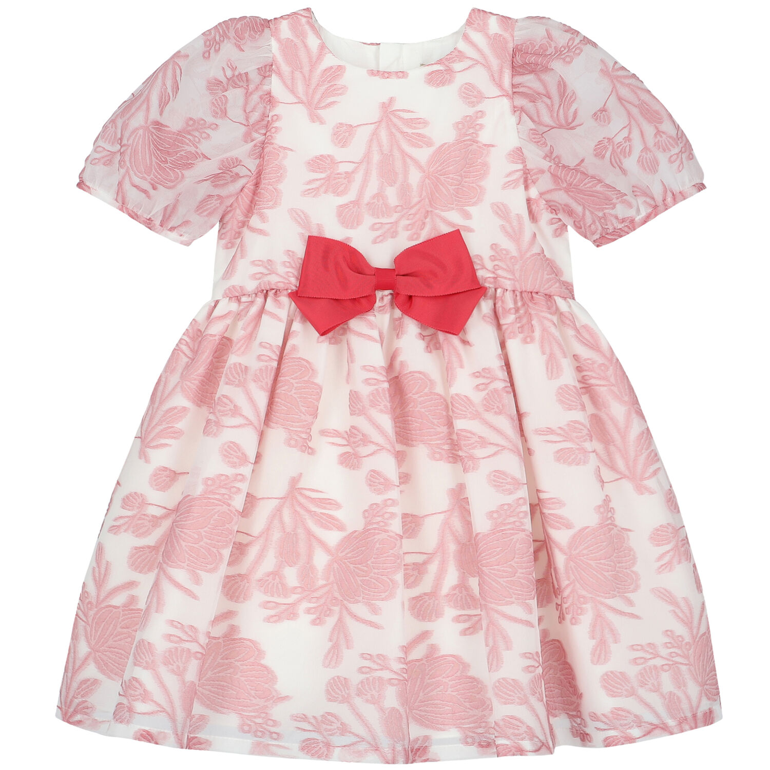 Girls White & Pink Floral Organza Dress, 1, hi-res image number null