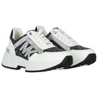 Girls White & Black Logo Trainers, 1, hi-res