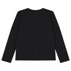 Girls Black Logo Long Sleeve Top, 1, hi-res
