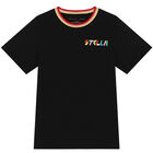 تيشيرت بالشعار باللون الأسود للبنات, 1, hi-res