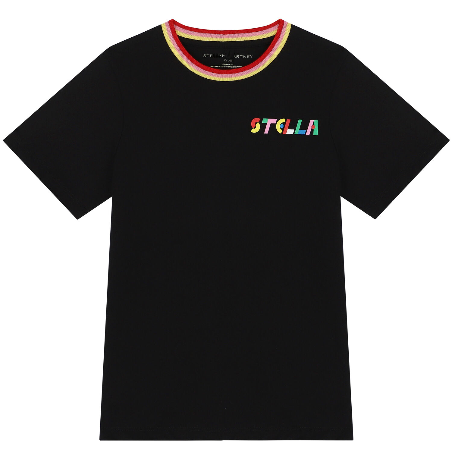 تيشيرت بالشعار باللون الأسود للبنات, 1, hi-res