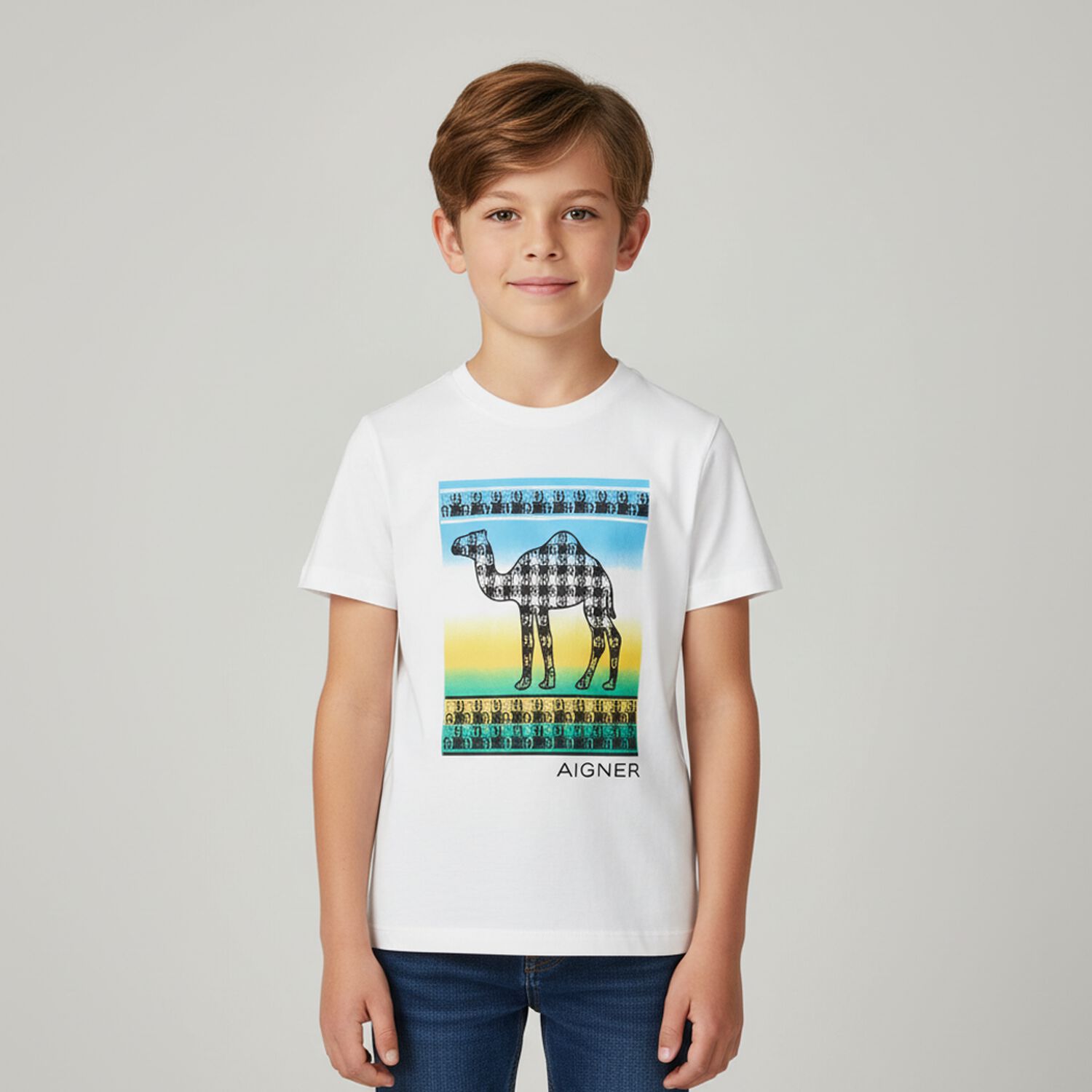 Boys White Boys White Camel Logo T-Shirt, 1, hi-res