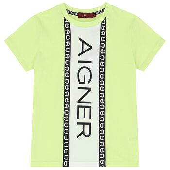 تيشيرت أولاد بالشعار باللون الأخضر