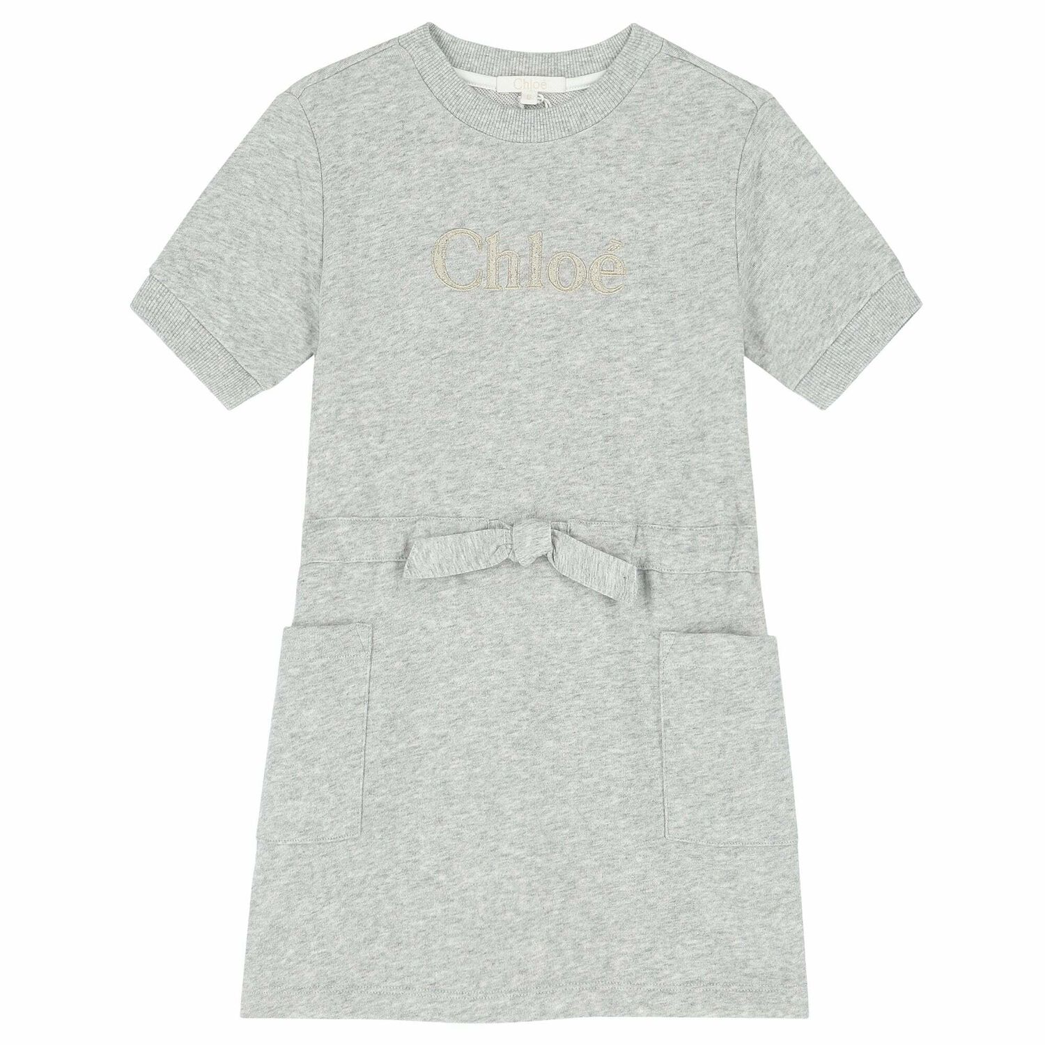 Girls Grey Logo Dress, 1, hi-res