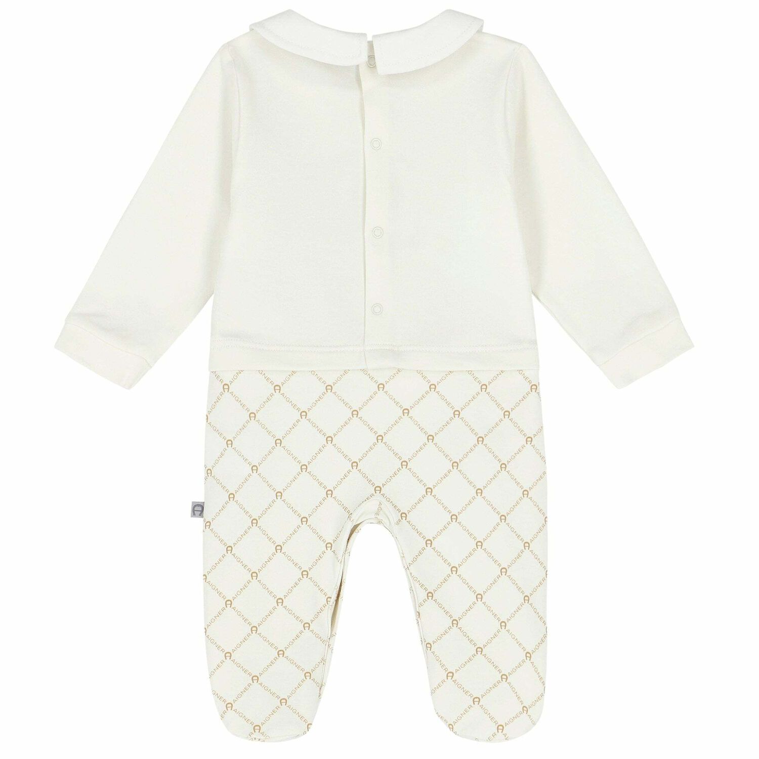 Ivory & Gold Logo Babygrow, 3, hi-res