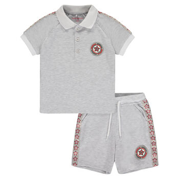 Boys Grey Polo Short Set