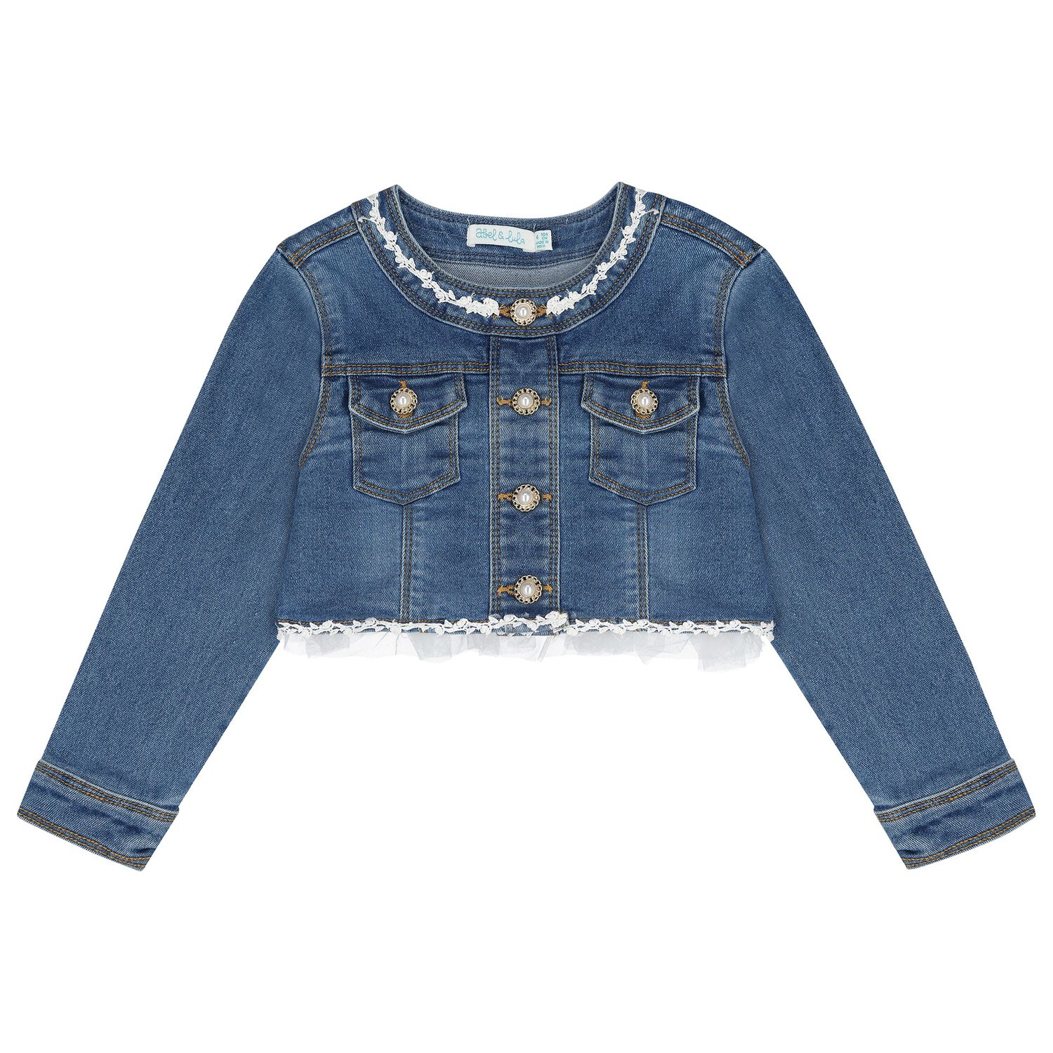 Girls Blue Denim Jacket, 1, hi-res