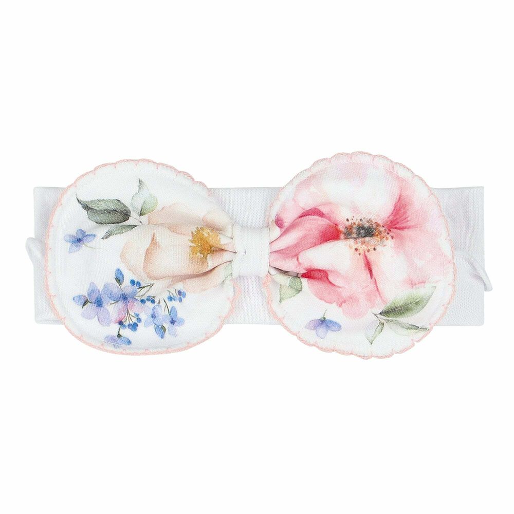 Sofija Baby Girls White Bow Floral Headband Junior Couture UAE