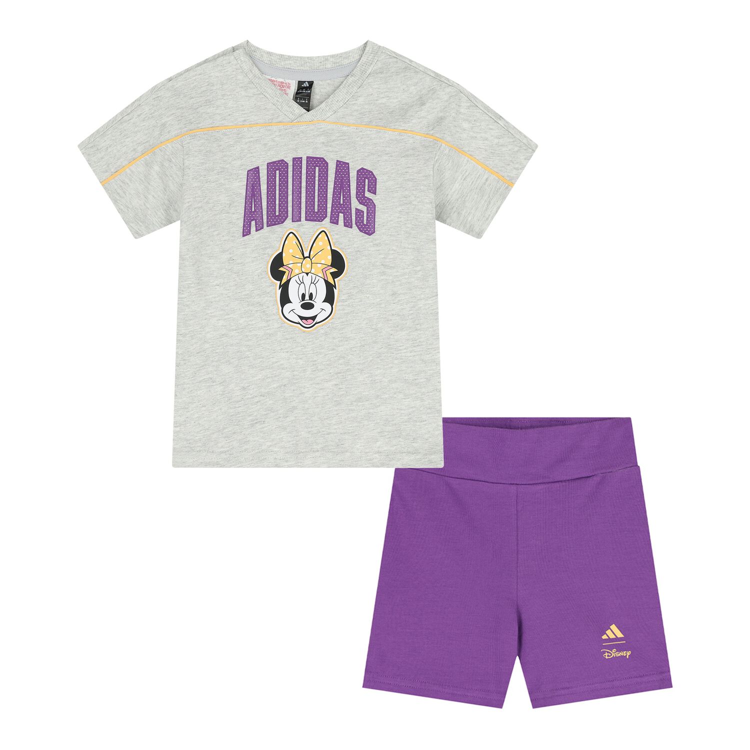 Younger Girls Grey & Purple Disney Shorts Set, 1, hi-res