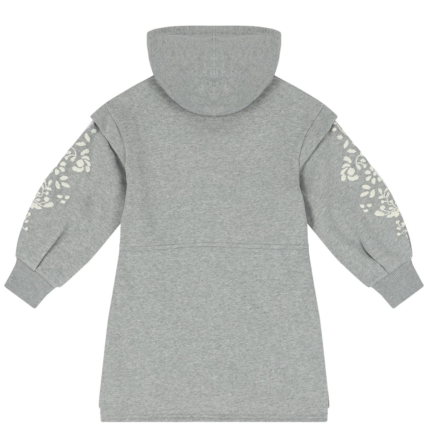 Girls Grey Logo Hooded Dress, 1, hi-res
