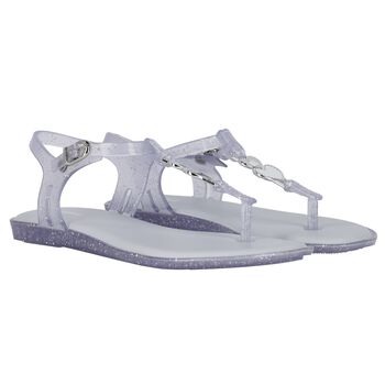 Girls White Glitter Solar Sandals