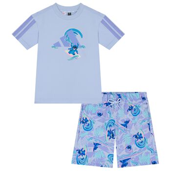 Blue Cotton Lilo & Stitch Print Shorts Set
