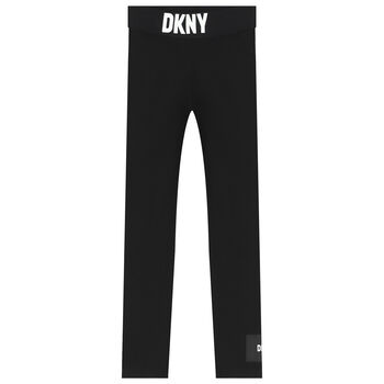 Girls Black Logo Leggings