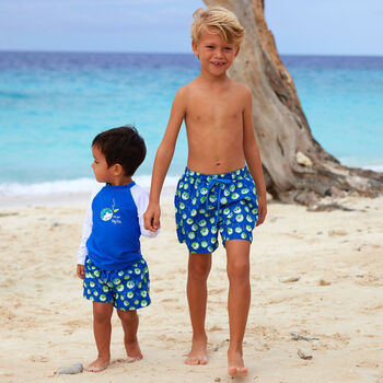 Boys Blue Puffer Fish Swim Shorts
