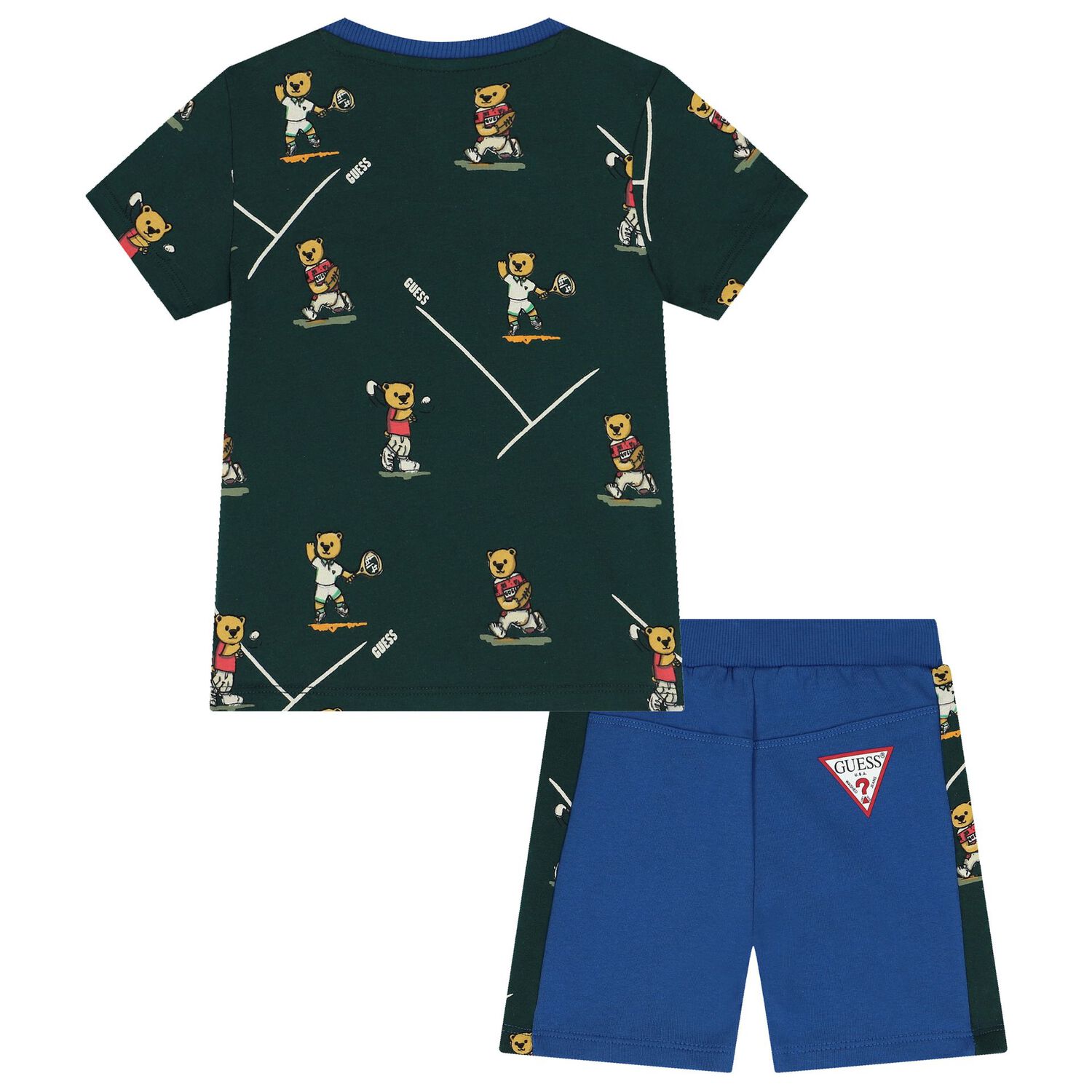 Baby Boys Green & Blue Logo Shorts Set, 1, hi-res