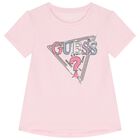 Girls Pink Embellished Logo T-Shirt, 4, hi-res