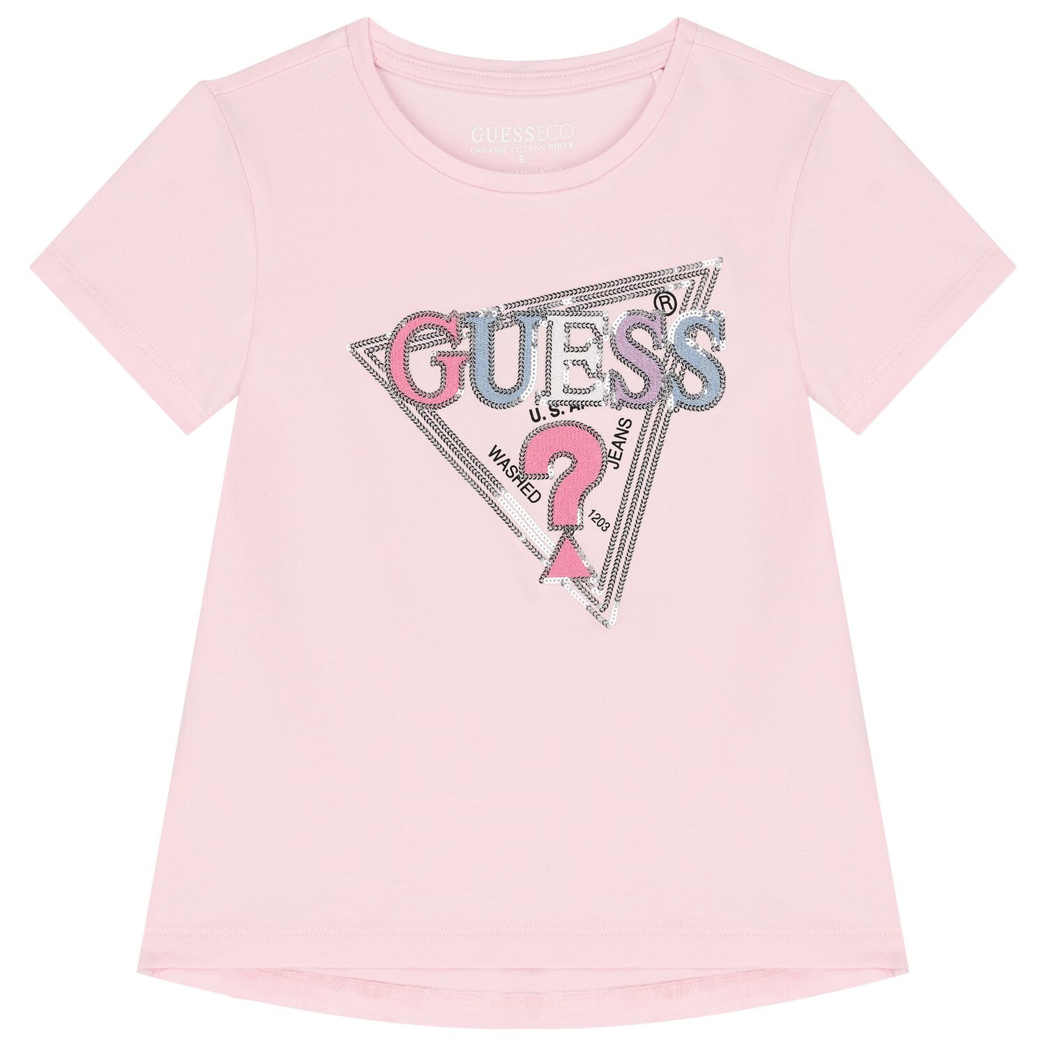 Girls Pink Embellished Logo T-Shirt, 4, hi-res