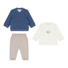 Baby Boys Blue & White Logo Tracksuit Set, 1, hi-res