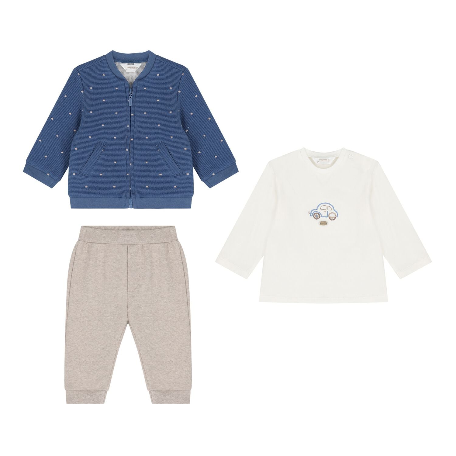 Baby Boys Blue & White Logo Tracksuit Set, 1, hi-res