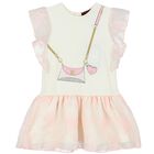 فستان بنات بالشعار باللون العاجي, 1, hi-res