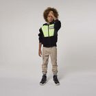 Boys Black Logo Zip Up Hooded Top, 1, hi-res