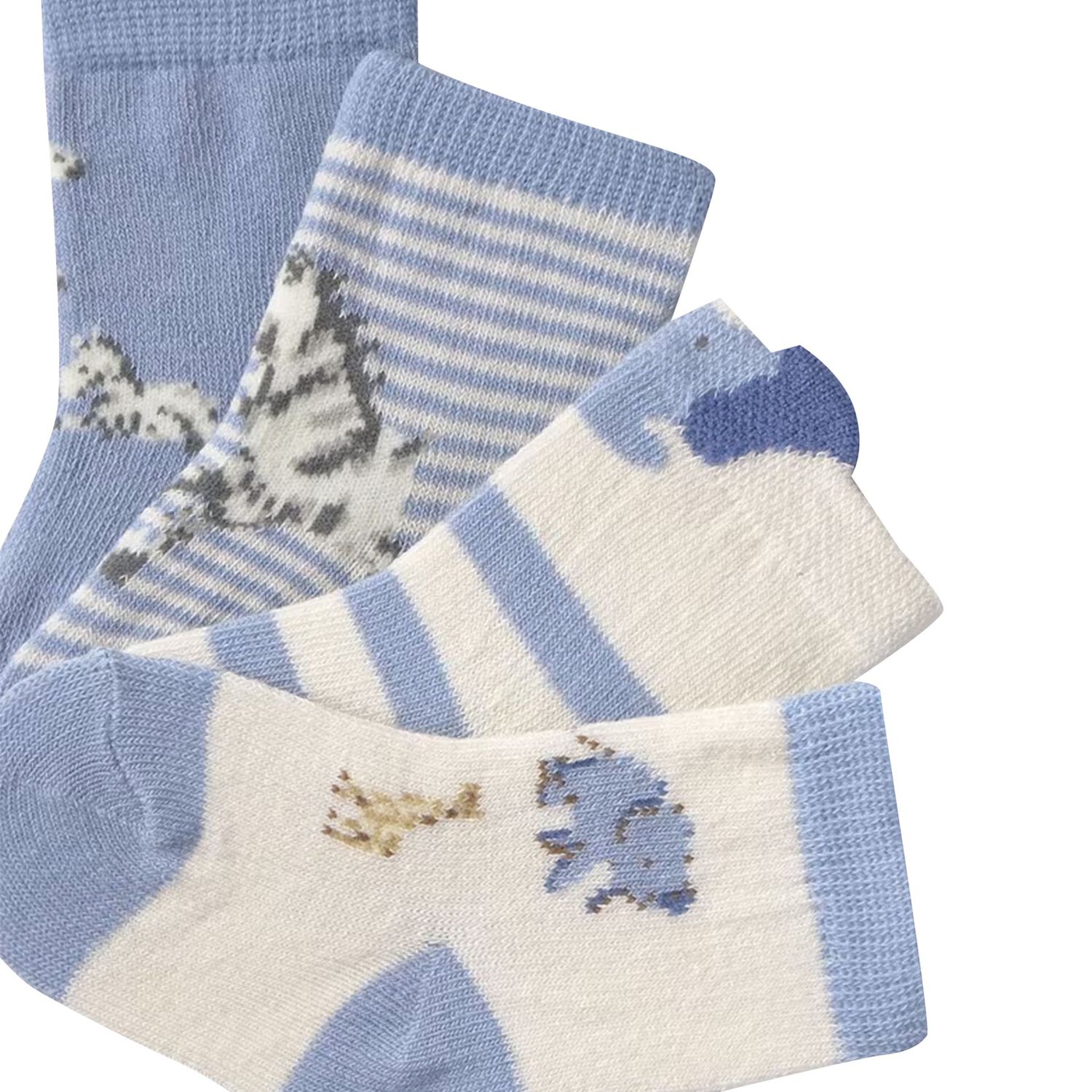 Baby Boys Blue & Ivory Socks (4 Pack), 2, hi-res