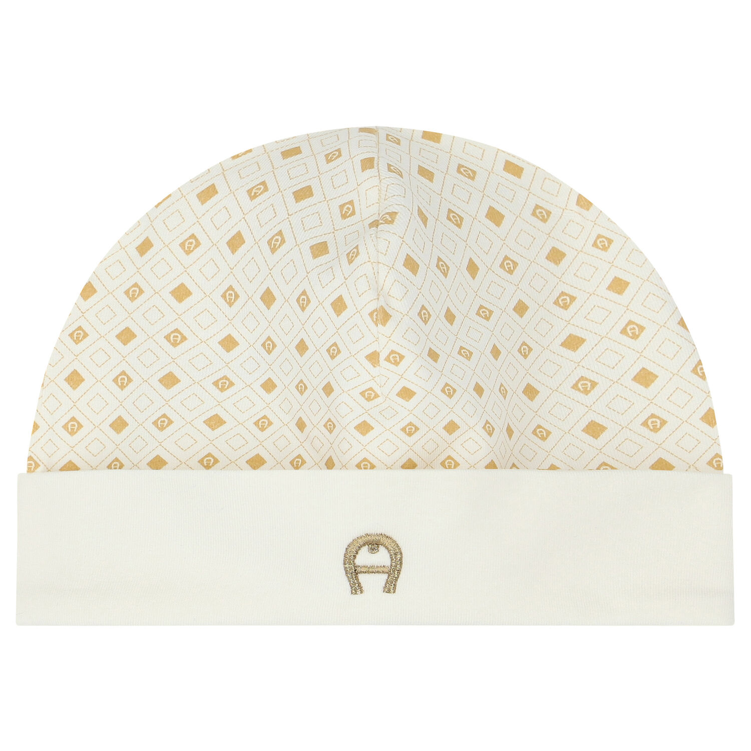 Ivory & Gold Logo Babygrow & Hat Set, 3, hi-res image number null
